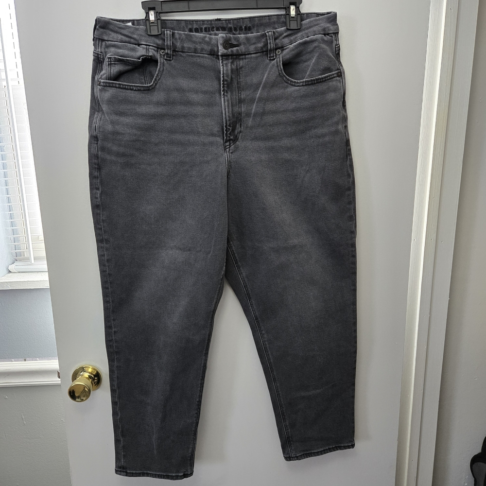 American Eagle Outfitters Woman's Charcoal Straight Fit Jeans Size 18 Short - Picture 4 of 6
